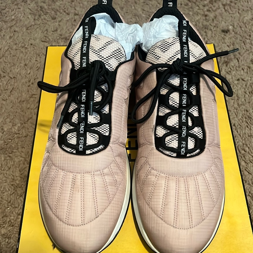 Pink, black and white quilted Fendi Sneakers
